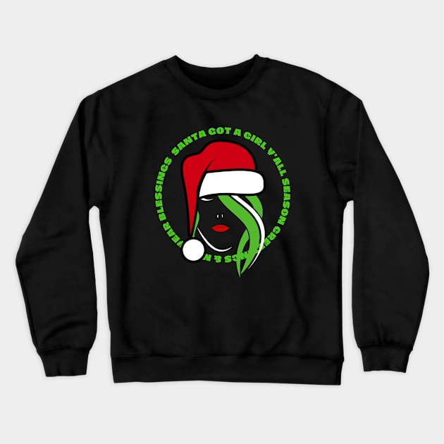 Lady In Santa Hat Crewneck Sweatshirt by GraphXFashions